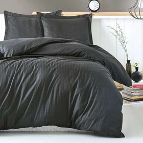 Cotton Box Stripe Antrasit Çift Kişilik Nevresim Takımı