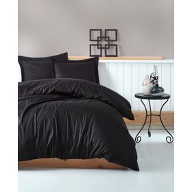 Cotton Box Stripe Siyah Saten Çift Kişilik Nevresim Takımı
