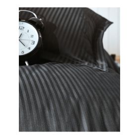 Cotton Box Stripe Siyah Saten Çift Kişilik Nevresim Takımı