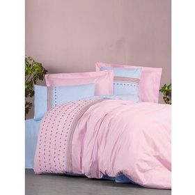 Cotton Box Tatum Nakışlı Ranforce Çift Kişilik Mavi Nevresim Takımı