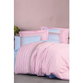 Cotton Box Tatum Nakışlı Ranforce Çift Kişilik Mavi Nevresim Takımı
