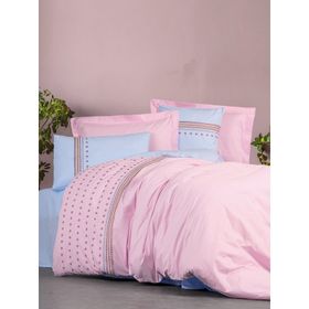 Cotton Box Tatum Nakışlı Ranforce Çift Kişilik Mavi Nevresim Takımı