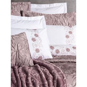 Cotton Box Theresa Pudra Platinum Çift Kişilik Yatak Örtüsü Seti