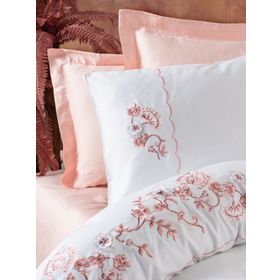 Cotton Box Tiny Pudra 3D Nakışlı Çift Kişilik Saten Nevresim Takımı