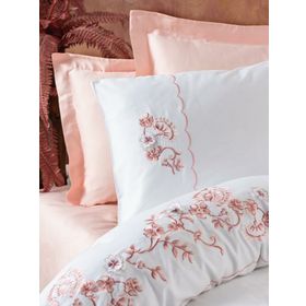 Cotton Box Tiny Pudra 3D Nakışlı Çift Kişilik Saten Nevresim Takımı