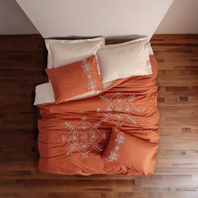 Cotton Box Tiva Nakışlı Ranforce Çift Kişilik Bej Nevresim Takımı