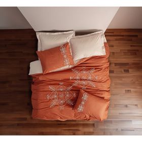 Cotton Box Tiva Nakışlı Ranforce Çift Kişilik Bej Nevresim Takımı