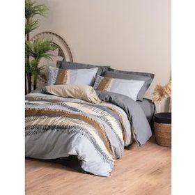 Cotton Box Toprak Çift Kişilik Asel Antrasit 200x220 cm Nevresim Takımı