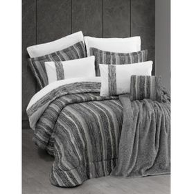 Cotton Box Valent Gri Yatak Ört+Battaniye+Nevresim Takımı Platinium 11 Parça Çeyiz Seti