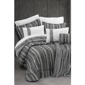 Cotton Box Valent Gri Yatak Ört+Battaniye+Nevresim Takımı Platinium 11 Parça Çeyiz Seti