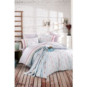 Cotton Life OST91013 Amie Mavi Çift Kişilik Pike Takımı