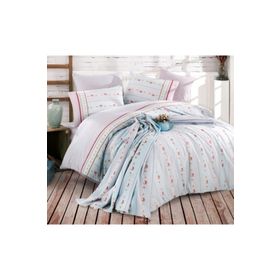 Cotton Life OST91013 Amie Mavi Çift Kişilik Pike Takımı