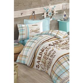 Cotton Life ST00443 Skipper Mavi Tek Kişilik Nevresim Takımı