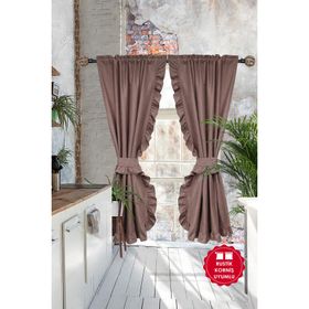 Cotton Maison Kahverengi 100x160 cm Dikey Fırfırlı Perde