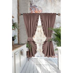 Cotton Maison Kahverengi 100x170 cm Dikey Fırfırlı Perde
