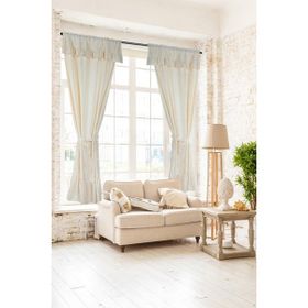 Cotton Maison Naturel Farbalı Vintage Çift Kanat Krem 140x185 cm Fırfırlı Perde