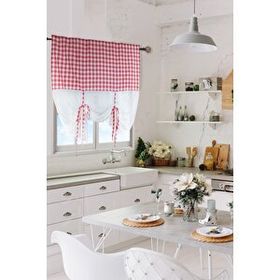 Cotton Maison Naturel Potlu Ekose Retro Kırmızı 120x200 cm Tül Perde