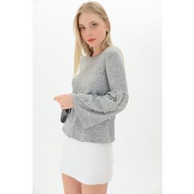 Cotton Mood 9100985 Gri Kadın Bluz