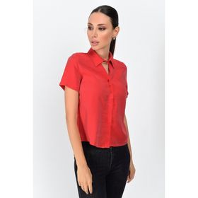 Cotton Mood 9362998 Siyah Bodrum Yaka Önü Pencereli Kısa Kol Gömlek