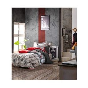 Cottonbox Genç Odası Rock Kırmızı Tek Kişilik Lastikli Çarşaflı Nevresim Takımı