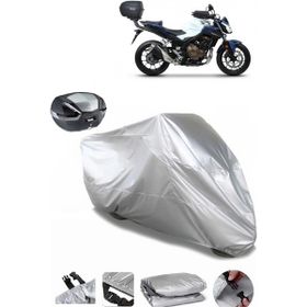 Coverplus Honda CB 500 F Gri Arka Çanta Uyumlu Su Geçirmez Motosiklet Brandası