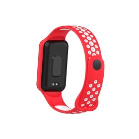CoverZone Amazfit Band 7 Nefes Alabilen Delikli Renkli Silikon Kırmızı Beyaz Kordon