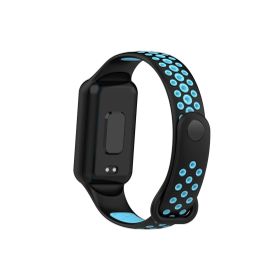 CoverZone Amazfit Band 7 Nefes Alabilen Delikli Renkli Silikon Siyah Mavi Kordon