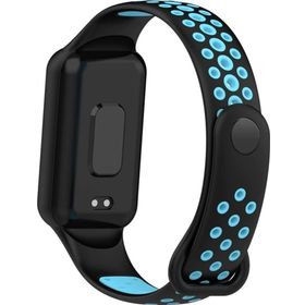 CoverZone Amazfit Band 7 Nefes Alabilen Delikli Renkli Silikon Siyah Mavi Kordon