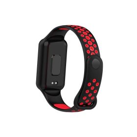 CoverZone Amazfit Band 7 Nefes Alabilen Delikli Renkli Yumuşak Silikon Siyah Kırmızı Kordon