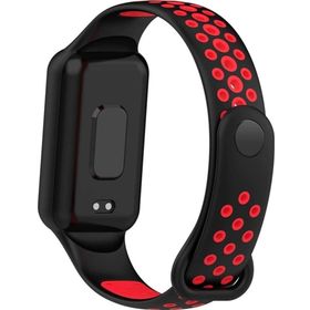 CoverZone Amazfit Band 7 Nefes Alabilen Delikli Renkli Yumuşak Silikon Siyah Kırmızı Kordon