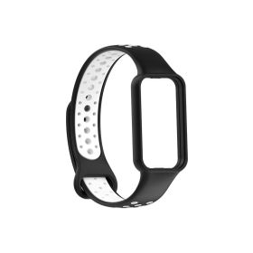 CoverZone Amazfit Band 7 Termoplastik Siyah Beyaz Spor Delikli Kordon