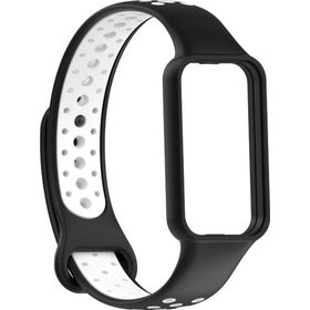 CoverZone Amazfit Band 7 Termoplastik Siyah Beyaz Spor Delikli Kordon