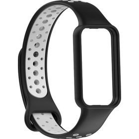 CoverZone Amazfit Band 7 Termoplastik Siyah Gri Spor Delikli Kordon
