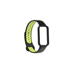 CoverZone Amazfit Band 7 Termoplastik Siyah Yeşil Spor Delikli Kordon