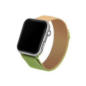 CoverZone Apple Watch 3 4 5 6 42 mm Hasır Örme Metal Vistoso Gold Yeşil Kordon
