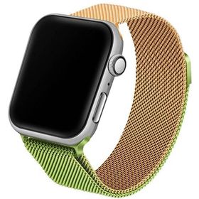 CoverZone Apple Watch 3 4 5 6 44 mm Hasır Örme Metal Vistoso Gold Yeşil Kordon