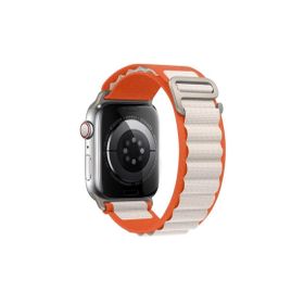 CoverZone Apple Watch 3 42-44 mm Kumaş Çift Katmanlı Çift Renk Turuncu Beyaz Kordon
