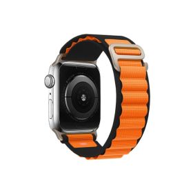 CoverZone Apple Watch 3 42-44 mm Kumaş Çift Katmanlı Çift Renk Turuncu Siyah Kordon