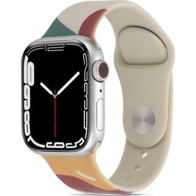 CoverZone Apple Watch 3 Green Mango 42 mm ile Uyumlu Foden Renkli Desenli Kordon
