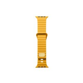 CoverZone Apple Watch 3 Metal Toka Tasarımlı 42-44 mm Strip Kabartmalı Sarı Kordon