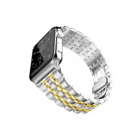 CoverZone Apple Watch 38 mm Gold Renkli Desenli Metal Kordon