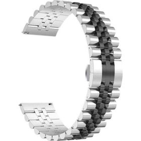 CoverZone Apple Watch 38 mm Gümüş Siyah Parlak Metal Klipsli Kordon