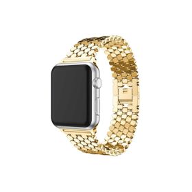 CoverZone Apple Watch 38 mm Octagon Desenli Gold Metal Kordon