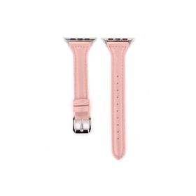 CoverZone Apple Watch 38 mm Pembe Metal Tokalı Deri Kordon