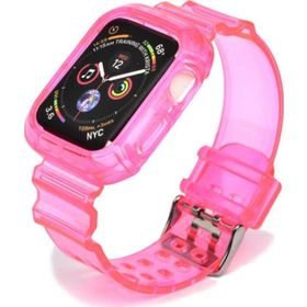 CoverZone Apple Watch 38 mm Pembe Serrated Silikon Kordon
