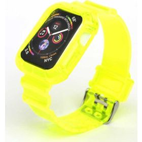 CoverZone Apple Watch 38 mm Sarı Serrated Silikon Kordon