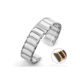 CoverZone Apple Watch 4 45 mm Uyumlu Paslanmaz Seramik Denouement Metal Gümüş Beyaz Kordon