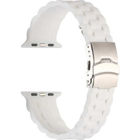 CoverZone Apple Watch 4 Beyaz 38-40 mm İle Uyumlu Metal Toka Delikli Ayarlanabilir Panoply Silikon Kordon