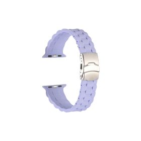 CoverZone Apple Watch 4 Lila 42-44 mm İle Uyumlu Metal Toka Delikli Ayarlanabilir Panoply Silikon Kordon