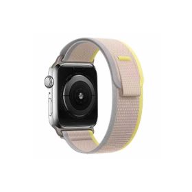 CoverZone Apple Watch 4 Uyumlu 42-44 mm Beyaz Sarı Kayış Hasır Örgülü First Color Efflorecence Hasır Kordon